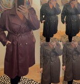 LEATHER LOOK TRENCHCOAT MATEN 48 TOT 54/56