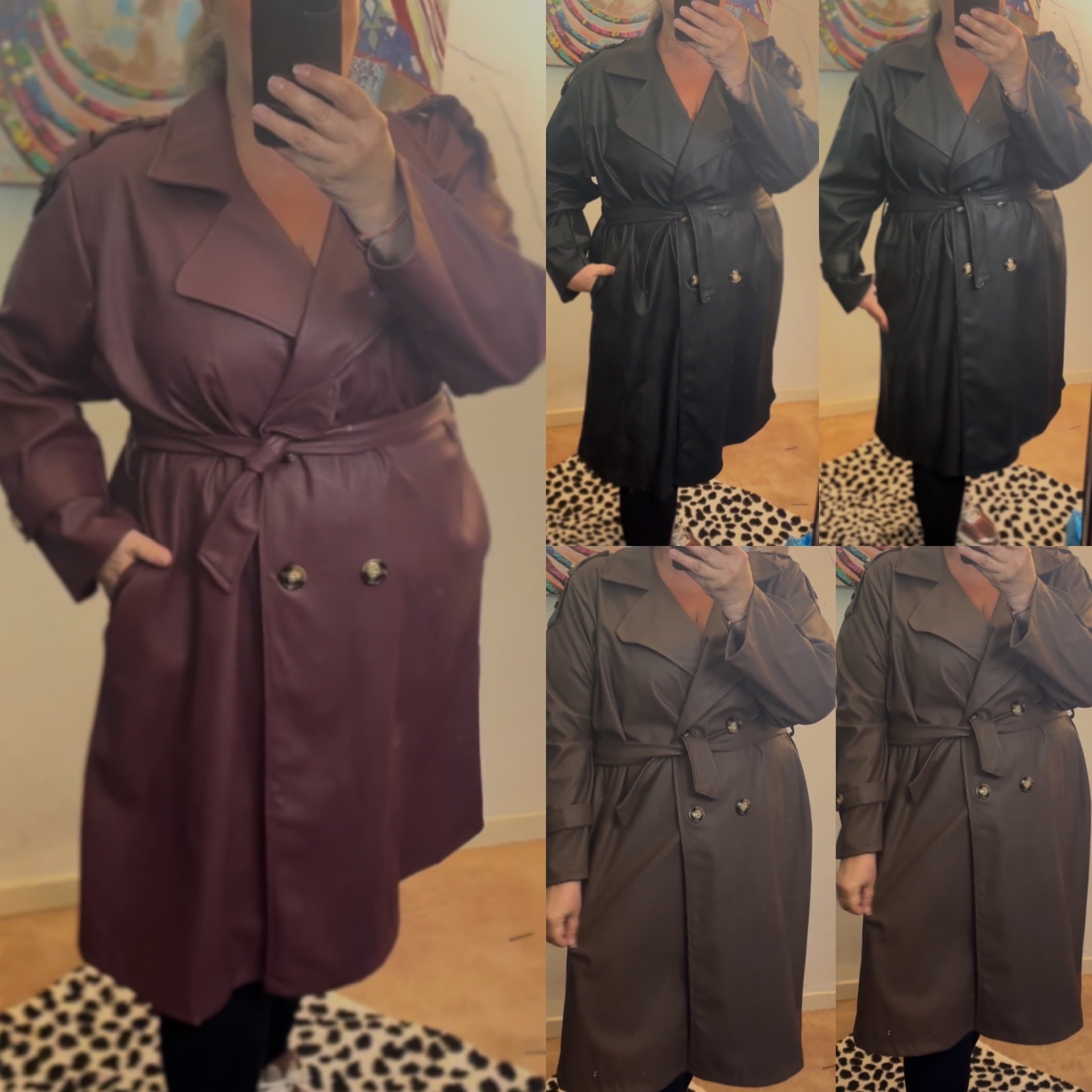 LEATHER LOOK TRENCHCOAT MATEN 48 TOT 54/56