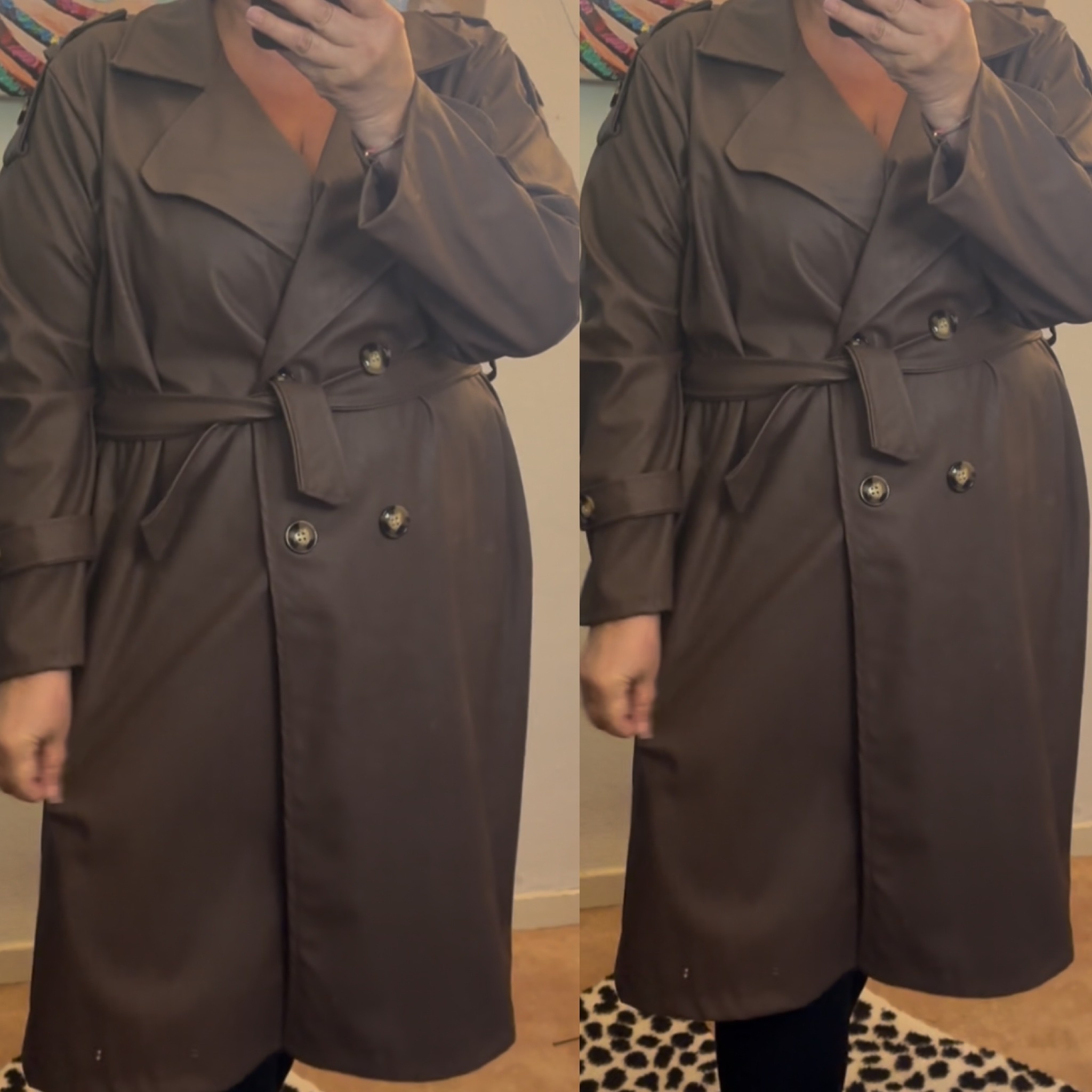 LEATHER LOOK TRENCHCOAT MATEN 48 TOT 54/56