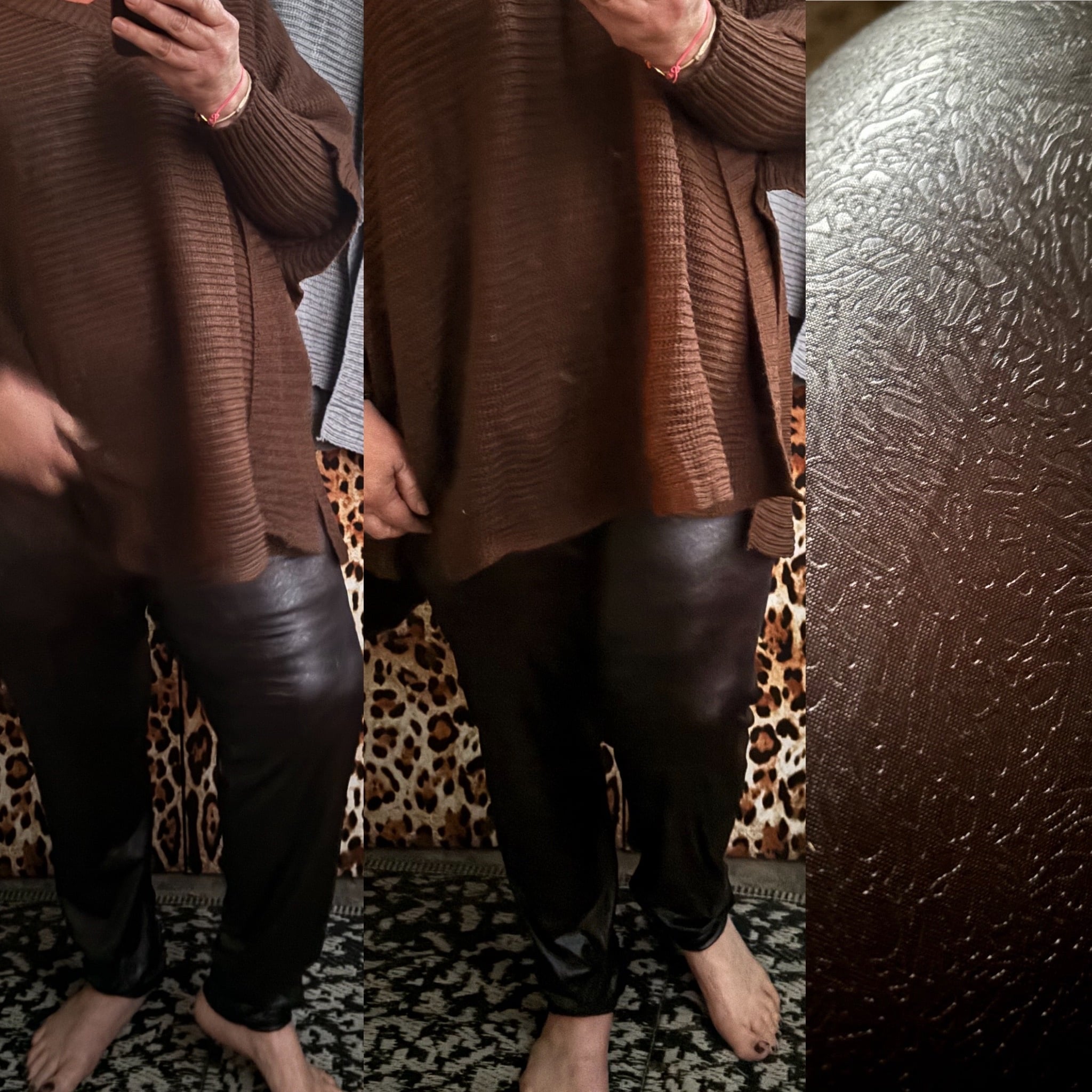 LEATHER LOOK LEGGING MATEN 46 TOT 52/54