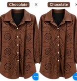 LEATHER LOOK BLOUSE GEPERFOREERD MATEN 44 TOT 52