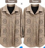 LEATHER LOOK BLOUSE GEPERFOREERD MATEN 44 TOT 52