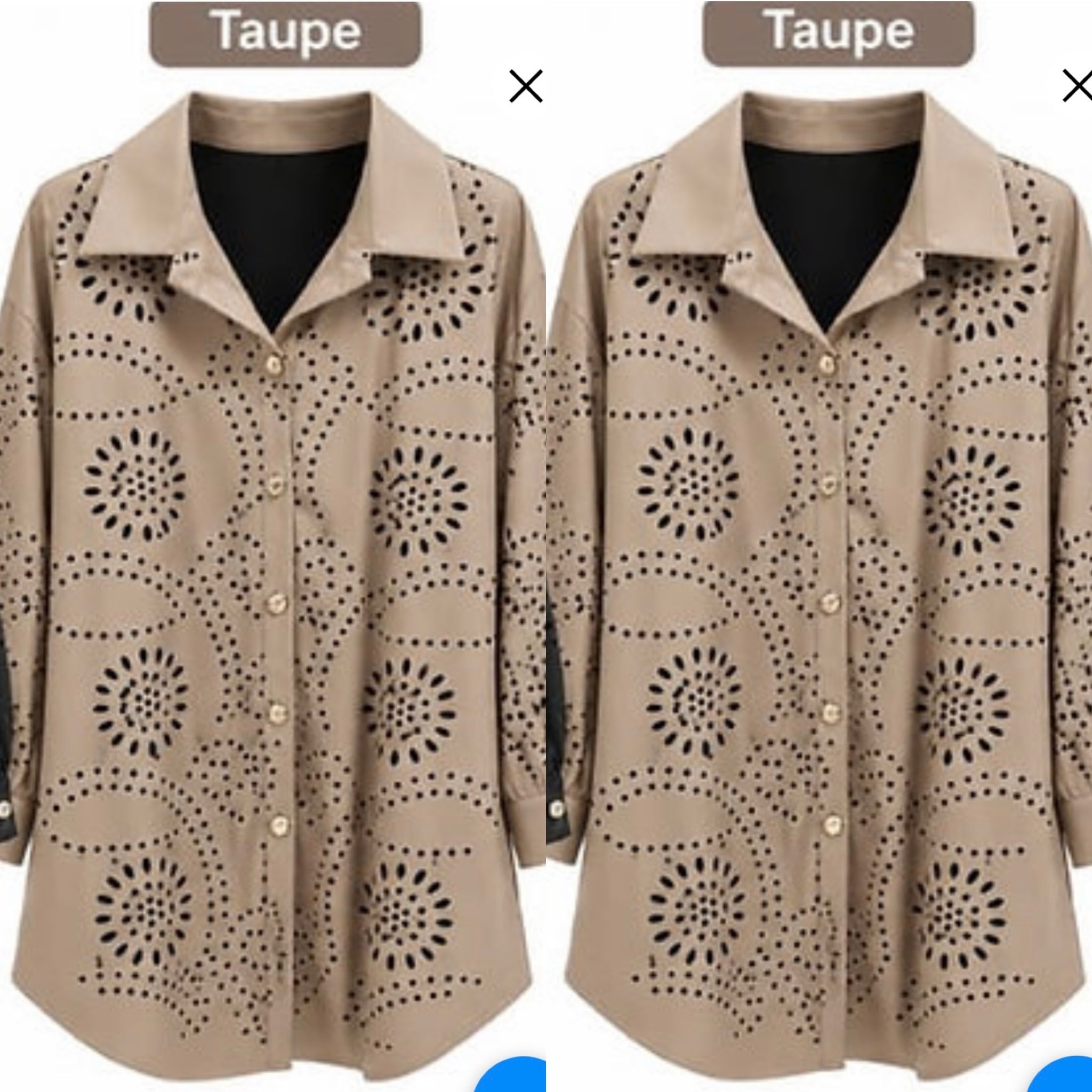 LEATHER LOOK BLOUSE GEPERFOREERD MATEN 44 TOT 52