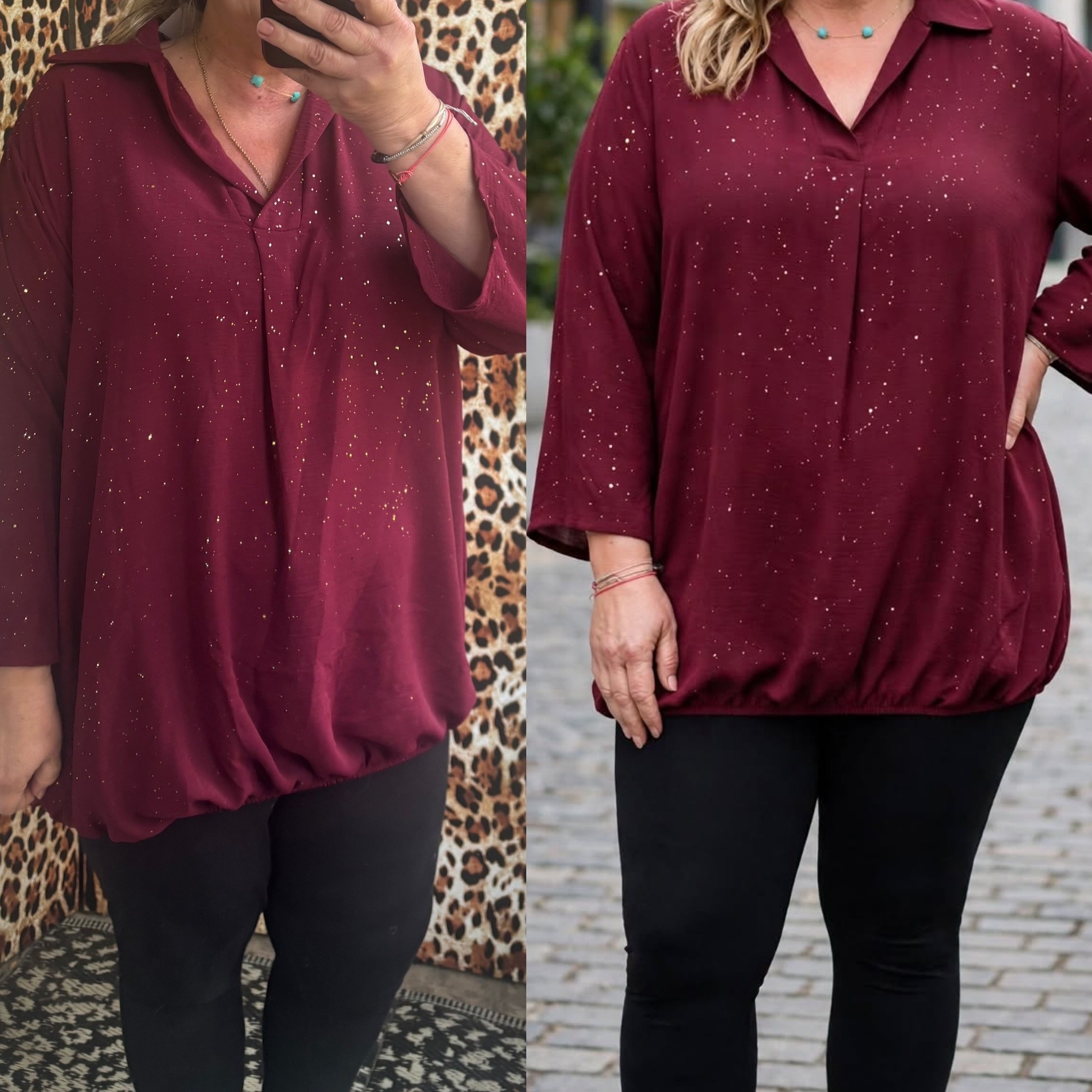 BOHO KRAAGJE BALLONTOP GOUD SPARKLE ERDOOR MATEN 44 TOT 54