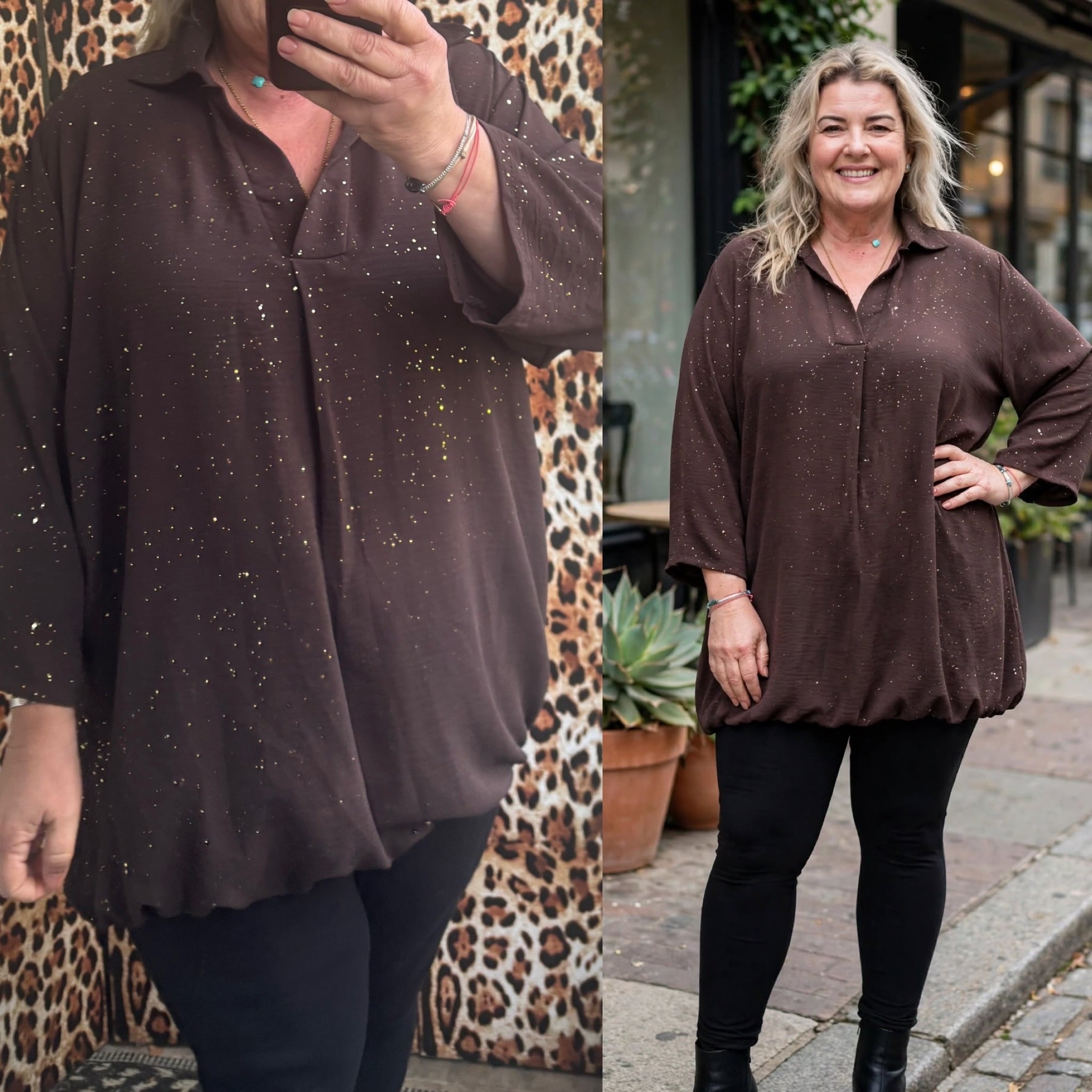 BOHO KRAAGJE BALLONTOP GOUD SPARKLE ERDOOR MATEN 44 TOT 54
