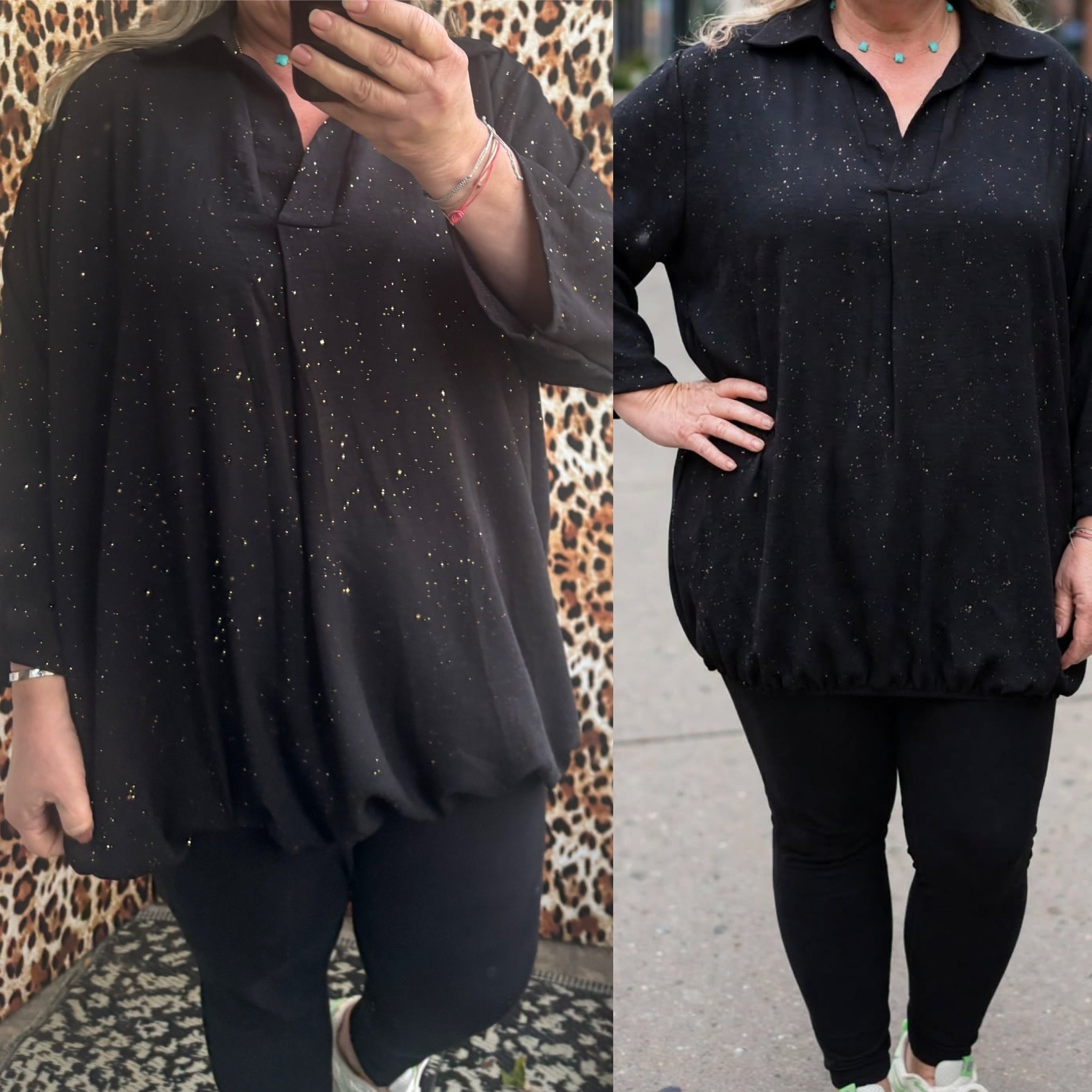 BOHO KRAAGJE BALLONTOP GOUD SPARKLE ERDOOR MATEN 44 TOT 54