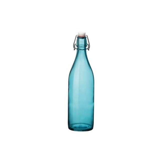 Bormioli Giara - Fles Met Capsule - Lichtblauw - 1L - (Set van 6)