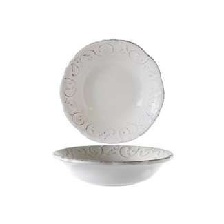 C&T Feston-Vine - Cream - Deep Plates - D20cm - Ceramic - (set of 6)