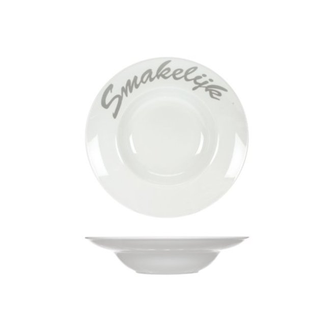 C&T Deep Plate Smakelijk - D17-27,5xh6cm - White - Porcelain - (set of 6)