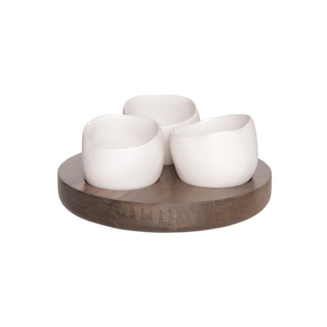 C&T Bao Apero set Basic Wood - 3 Pots White