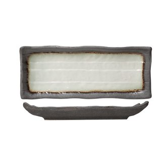 C&T Stone - Grijs - Schaal - 11x28cm  - Porselein - (set van 4)..