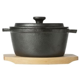 C&T Cast Iron Pot On Shelf - 13.5cm - 55cl - (Set of 2)