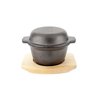 C&T Cast Iron Pot On Shelf - D11.8cm - 30cl - (set of 2)