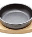 C&T Plat à Gratin Rond en Fonte D12cm sur Planche de Bouleau 16x13,5x1,5cm (lot de 6)