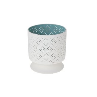 C&T Sphere Candle Holder D14.5xh16cminside Green- Outside Matt White