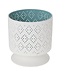 C&T Sphere Candle Holder D14.5xh16cminside Green- Outside Matt White