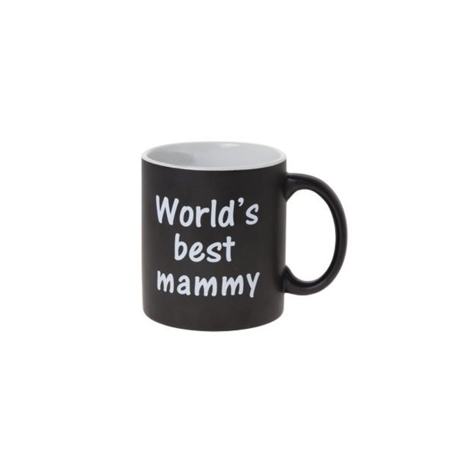 Cosy & Trendy Beker D9xh10.5cm World Greatest Mammy 47cl - Black Aardewerk -  (set van 6)