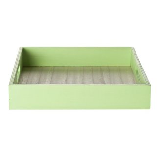 Cosy @ Home Tablett Grun Rahmen Holz 24x24x4.5cm