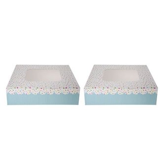 C&T Boite Gateaux Set2 Carre 23x23xh8cm Dots