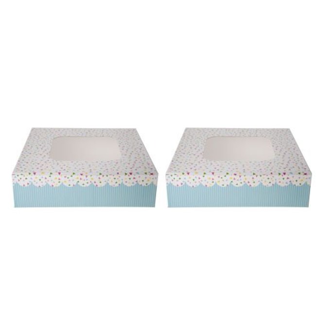 C&T Cake Box S2 Square 23x23xh8cm Dotted