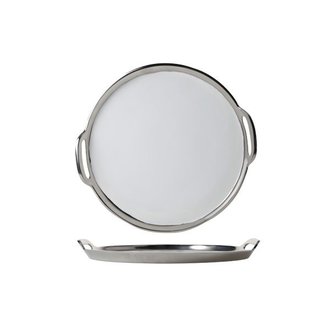 C&T Plateau A Servir Rond 25cm Nickel-email