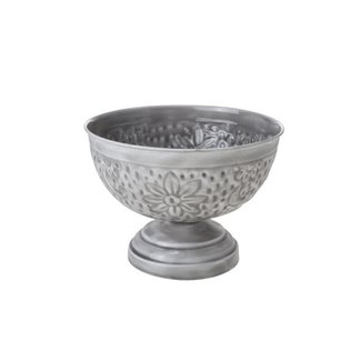 C&T Bowl Op Voet - Grijs - 20.5x20.5x15cm - Metaal - (set van 2).