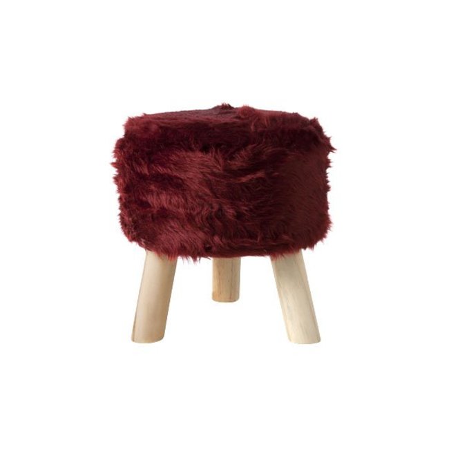 Cosy @ Home Stool Burgundy Round Wool 35x35xh0 Withhangtag