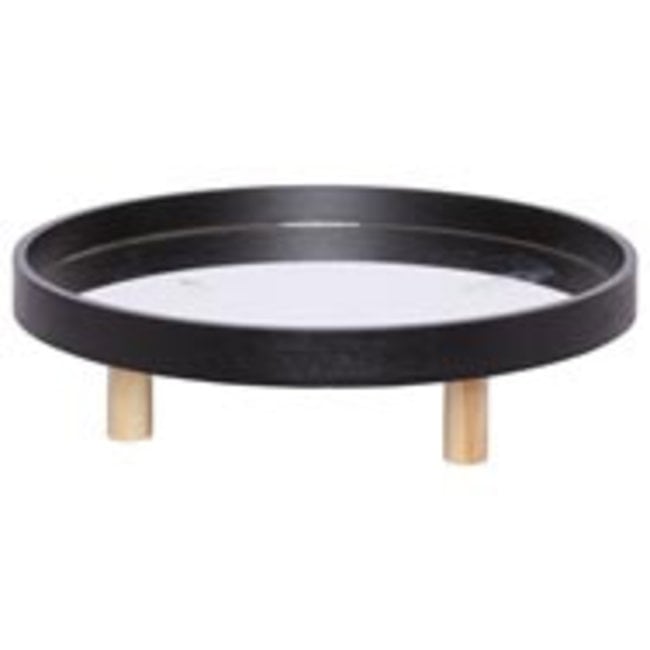 Cosy @ Home Plateau Avec Base Mirror Noir 40x40xh11,5cm Rond Bois