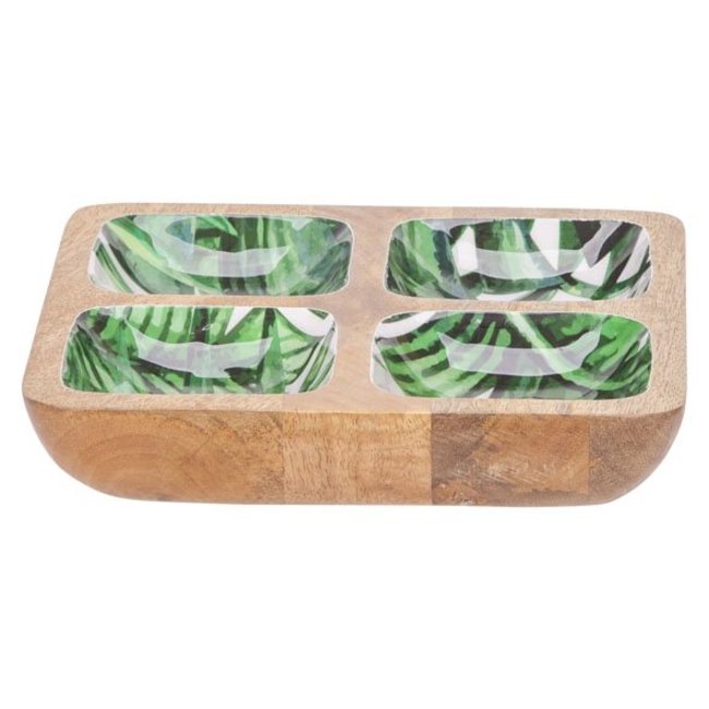 Cosy @ Home Coupelle Apero Jungle Vert 20,5x20,5xh4cm Carre Bois