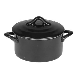 C&T Black - Casserole With Lid - Black - 0.2l - D10xh5cm - Ceramic - (set of 6).