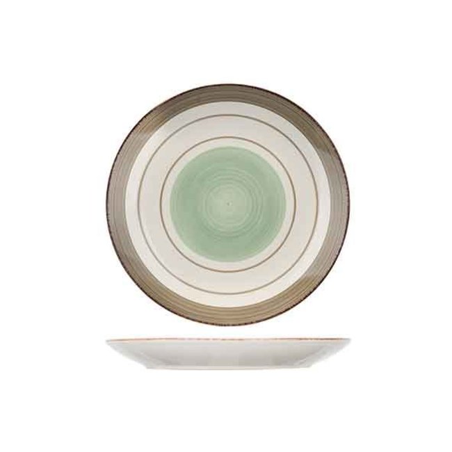 C&T Larissa Green Plat Bord in Aardewerk - D27cm (set van 6)