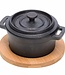 C&T Pot - Black - 13.5x10.5xh8cm - Bamboo Base - Cast iron - (set of 6)