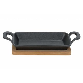 C&T Tapas dish - Black - 22.5x10xh5cm - On Bamboo Shelf - Cast iron - (set of 2).