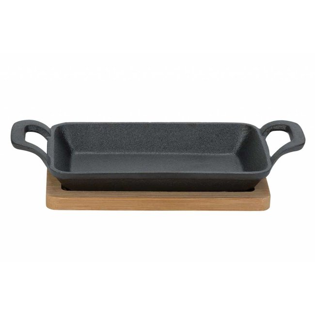 C&T Plat à tapas - Noir - 22,5x10xh5cm - Sur étagère en bambou - Fonte - (lot de 2)