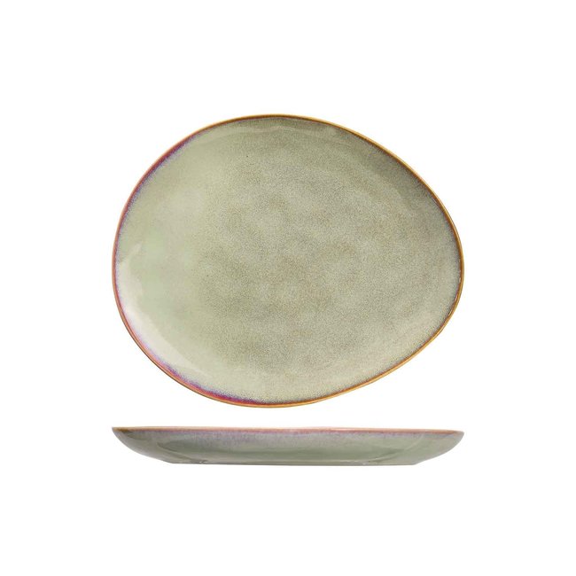 C&T Trentino-Green - Dessert plates - 20.5x17cm - Ceramic - (Set of 6)