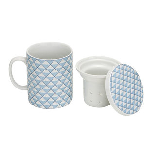 C&T Tea cup - Blue - D8xh10.5cm - 28cl - Porcelain - (set of 4).