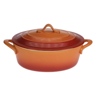 C&T Ovenschotel Met Deksel - Oranje - 0,5l - 16,5x13xh6cm - Keramiek (set van 6).