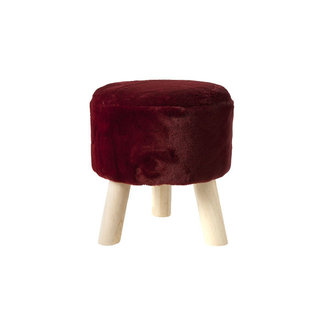 Cosy @ Home Tabouret Bordeaux Rond Laine 35x35xh33 Avec Hangtag