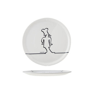 C&T Pizza plates Funnyline White with Black Drawing - 31cm - (set of 6)