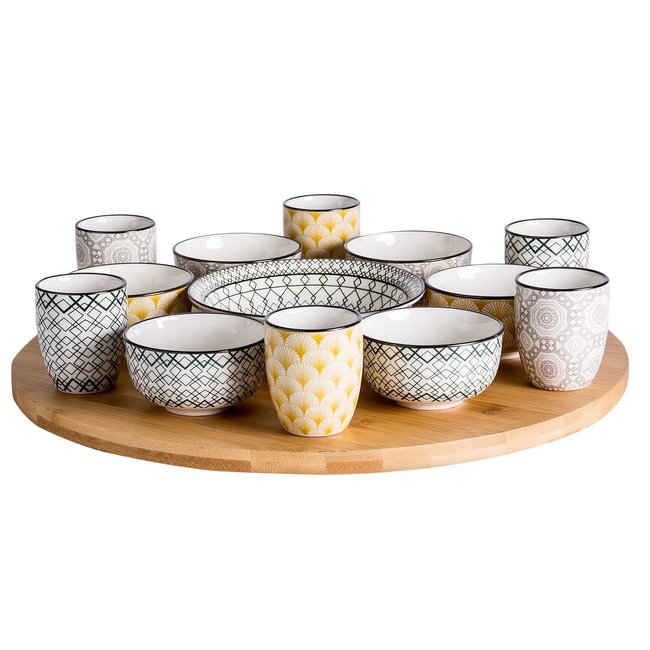 C&T Azra - Draaischotel - Varia - D40cm - Bowl x13 - Keramiek - 18-delig