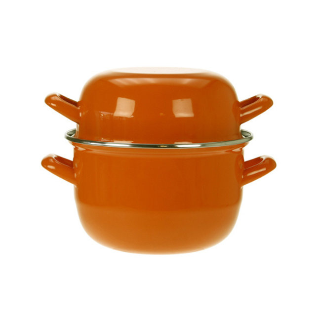 Cosy & Trendy For Professionals Mussel pot - Orange - D18cm - 1.2kg - 2.8l - Stainless steel - (Set of 6)