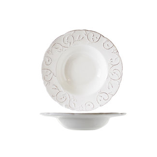 C&T Feston-Vine - Cream - Deep Plates - D24cm - Ceramic - (set of 6)