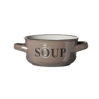 C&T Soup Bowl - Gray - 13.5xh6.5cm - "Soup" - 47cl - Ceramic - (set of 6).