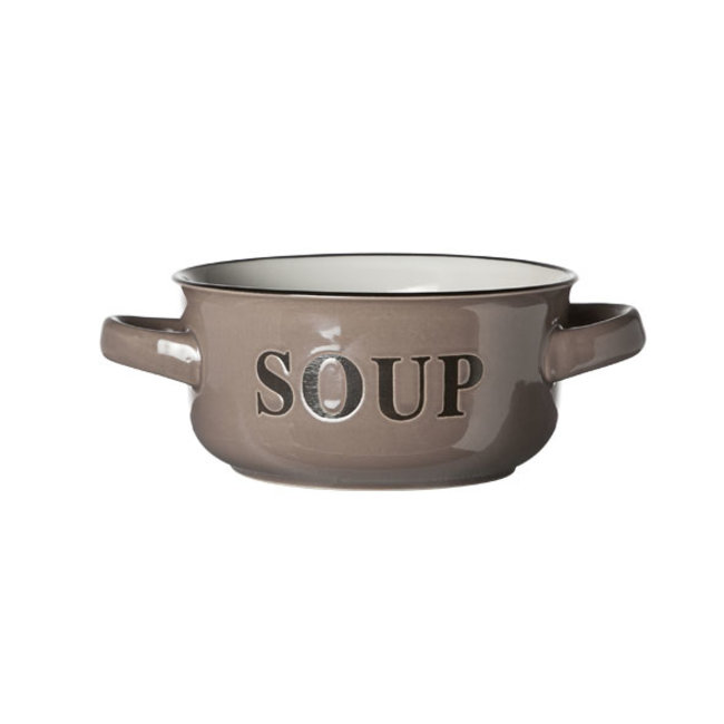 C&T Suppenschüssel - Grau - 13,5 x 6,5 cm - "Suppe" - 47 cl - Keramik - (6er-Set)
