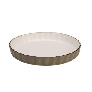 C&T Brisbane - Cake pan - Brown gray - D27,2xh4cm - Porcelain.