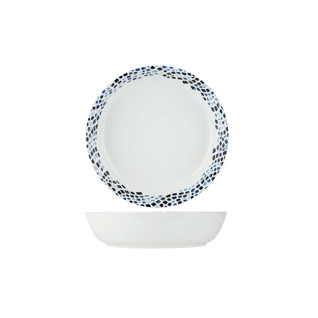 C&T Mosaic - Saladier - D30xh7cm - Blanc-Bleu - Porcelaine