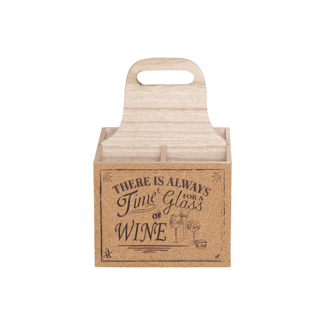 C&T Porte-bouteille de vin - 18,5x18,5xh27cm - Bois - Nature