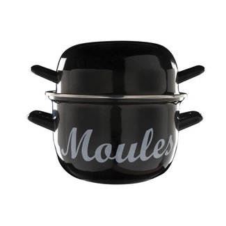 Cosy & Trendy For Professionals Moules - Moule à moules - 1,2kg - Noir - 2,8l - D18cm - acier inoxydable - arrondi - (lot de 6)