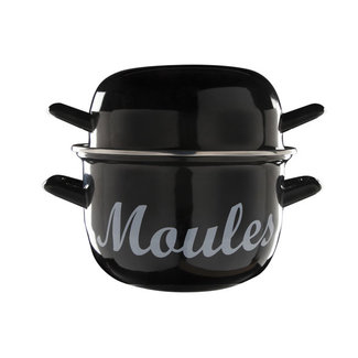 Cosy & Trendy For Professionals Moules - Muscheltopf - 1,2 kg - Schwarz - 2,8 l - D18 cm - Edelstahl - abgerundet - (6er-Set)