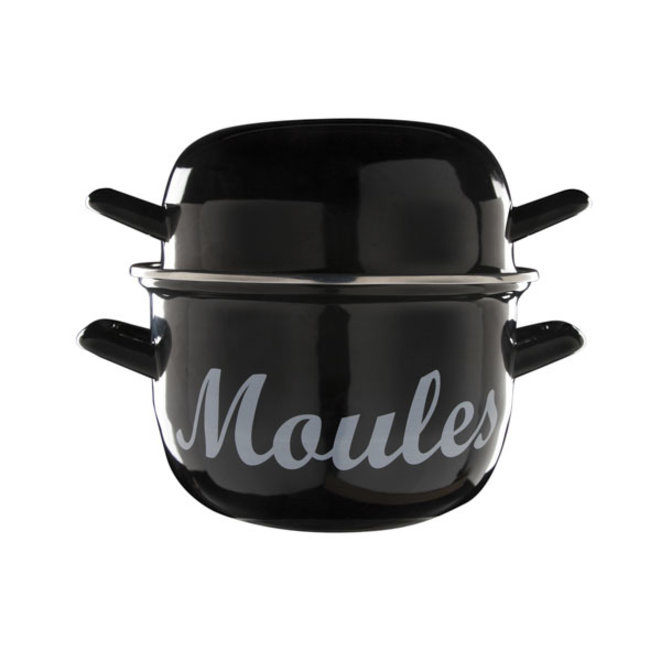 Cosy & Trendy For Professionals Moules - Mosselpot - 1,2kg - Zwart - 2,8l - D18cm - RVS - afgerond - (set van 6)